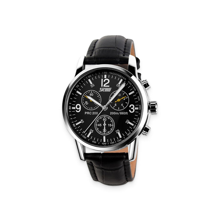 Casual Men’s Black Leather Watch