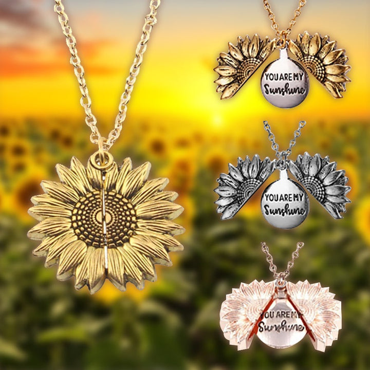 You Are My Sunshine Sunflower Pendant Necklace