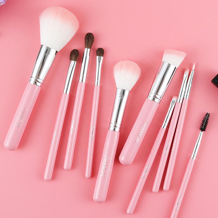 10-Piece Pink Makeup Brush Set