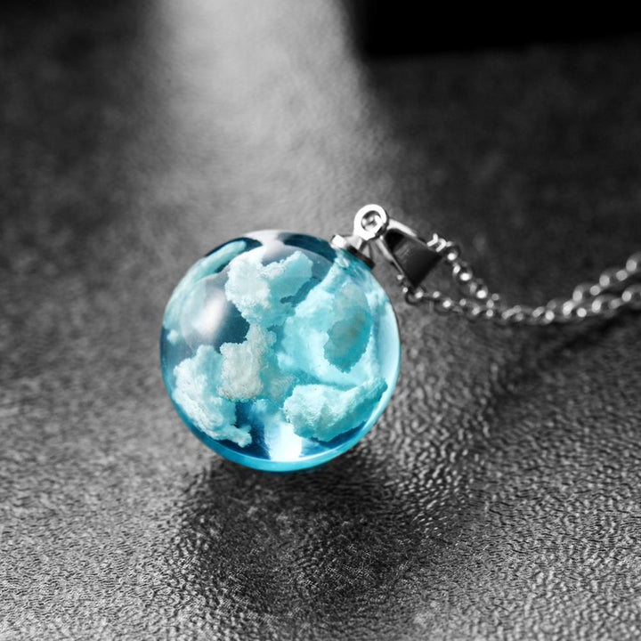 Blue Sky Cloud Resin Necklace