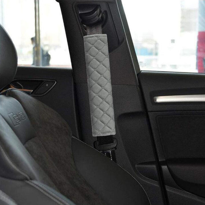 Gray Soft Patterned Seat Belt Strap Covers