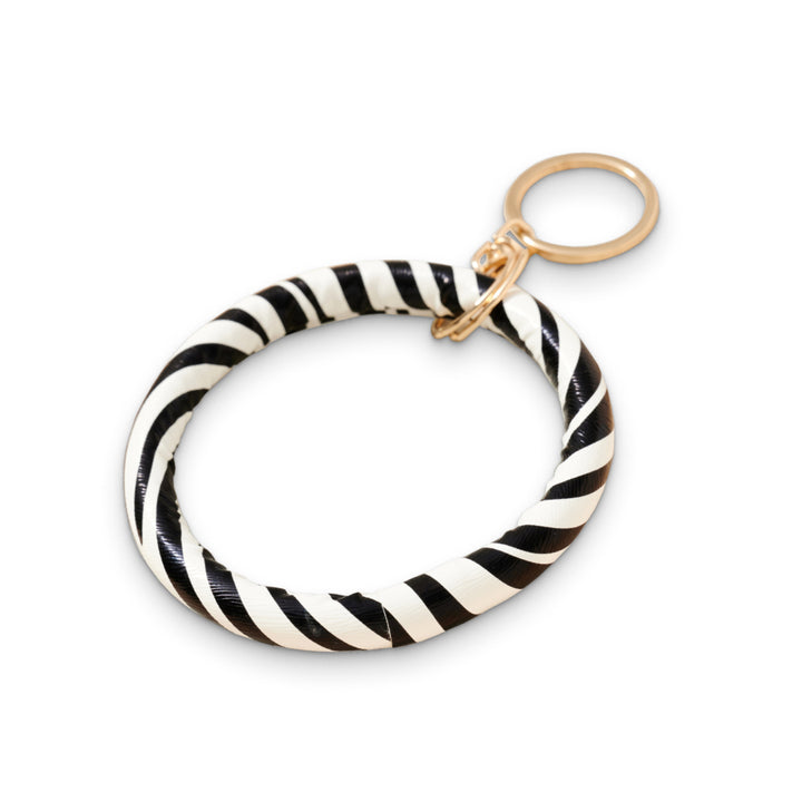 Zebra Print Leather Key Ring