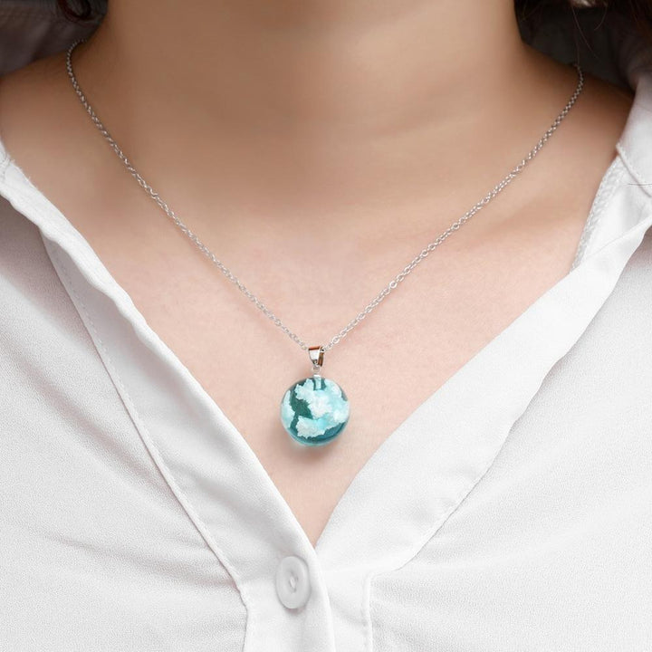 Blue Sky Cloud Resin Necklace