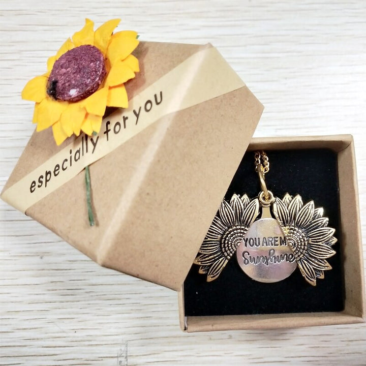 You Are My Sunshine Sunflower Pendant Necklace