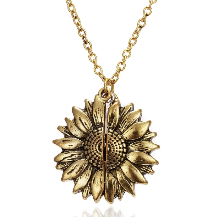 You Are My Sunshine Sunflower Pendant Necklace